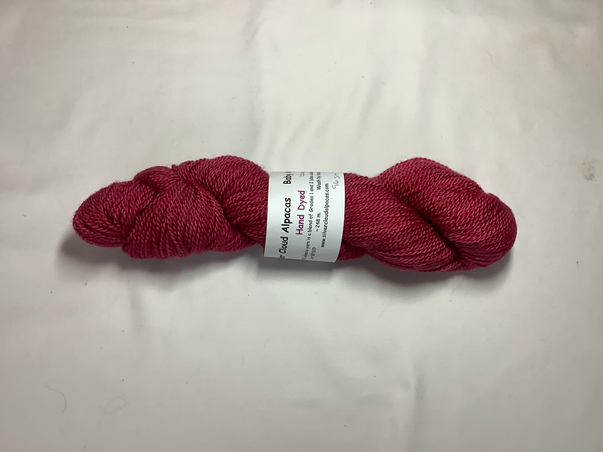 Sport weight baby alpaca yarn hand-dyed 'Cranberry'