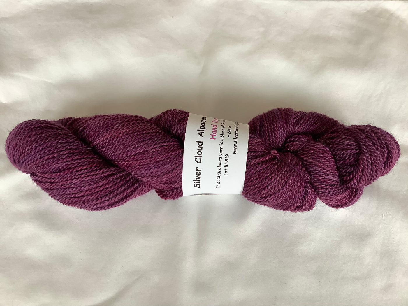 Sport weight baby alpaca yarn hand dyed 'Plum'