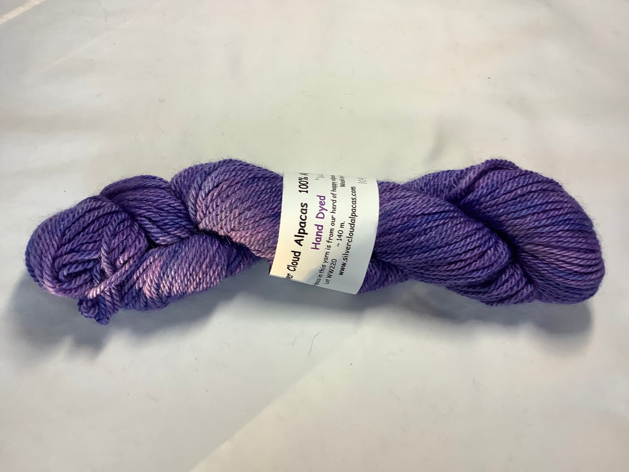 Worsted Weight alpaca yarn hand-dyed 'Violets'